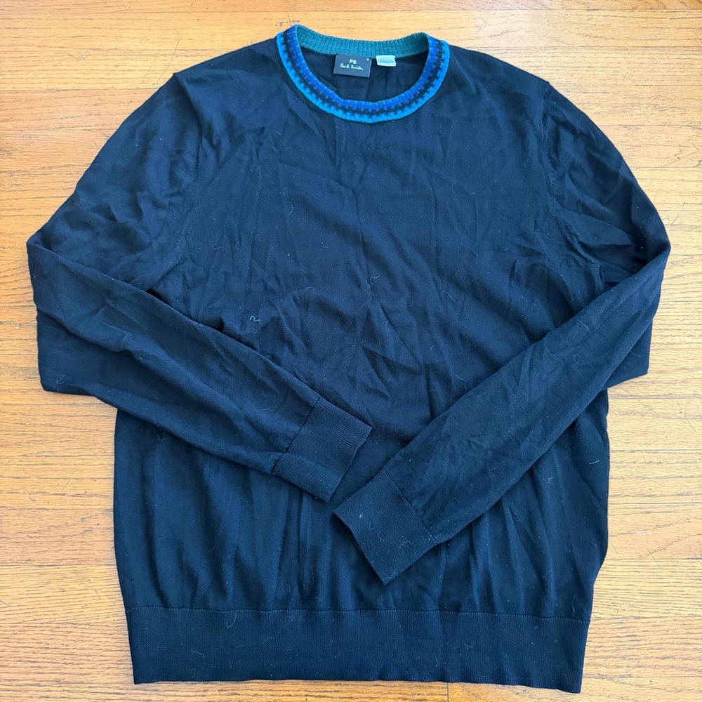Paul Smith Men’s Merino Wool Contrast Neck Knit Sweater
